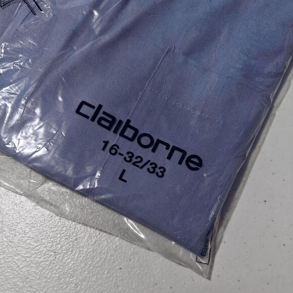 New Blue Claiborne Dress Shirt 16 Large 32/33 Cotton Wrinkle Free NWT Relief - Picture 2 of 7